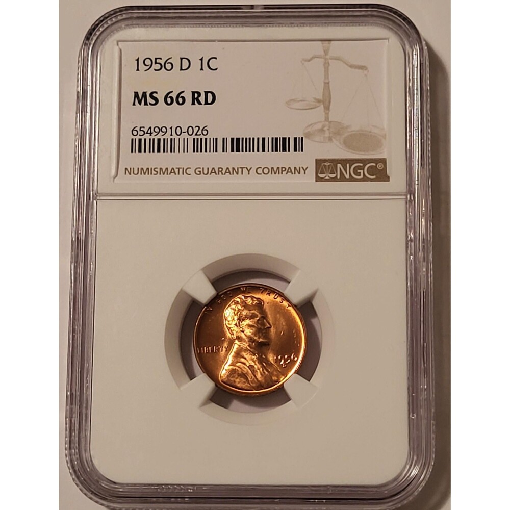 1956 D Lincoln Wheat Cent MS66 RED NGC